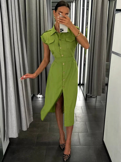 Casual Light Midi Dress Short Sleeve Dress