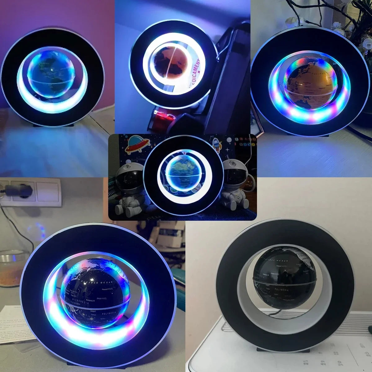 Magnetic levitation ball LED rotating earth floating light