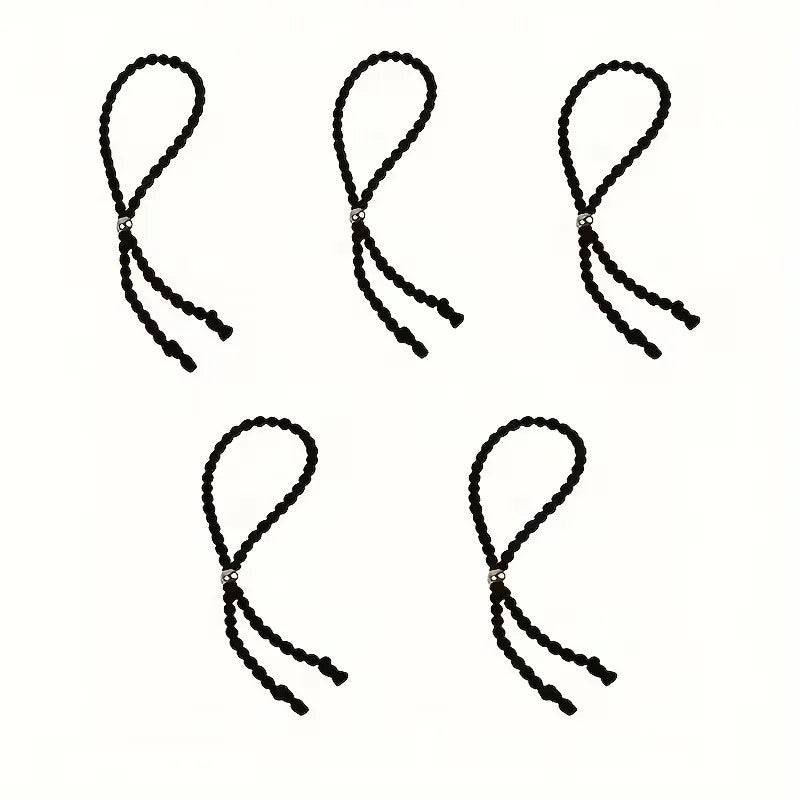 4pcs Adjustable Beaded Hair Ties Set Vintage Knitted Style High Elasticity for Curly