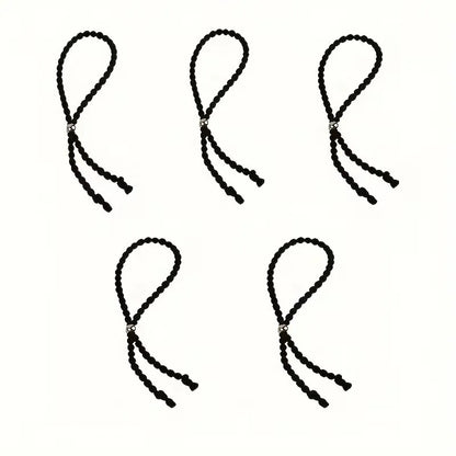 4pcs Adjustable Beaded Hair Ties Set Vintage Knitted Style High Elasticity for Curly