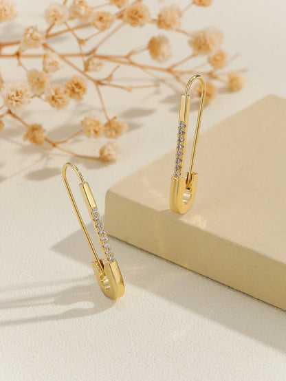 Micro Inlaid Zircon Paper Clip Earrings