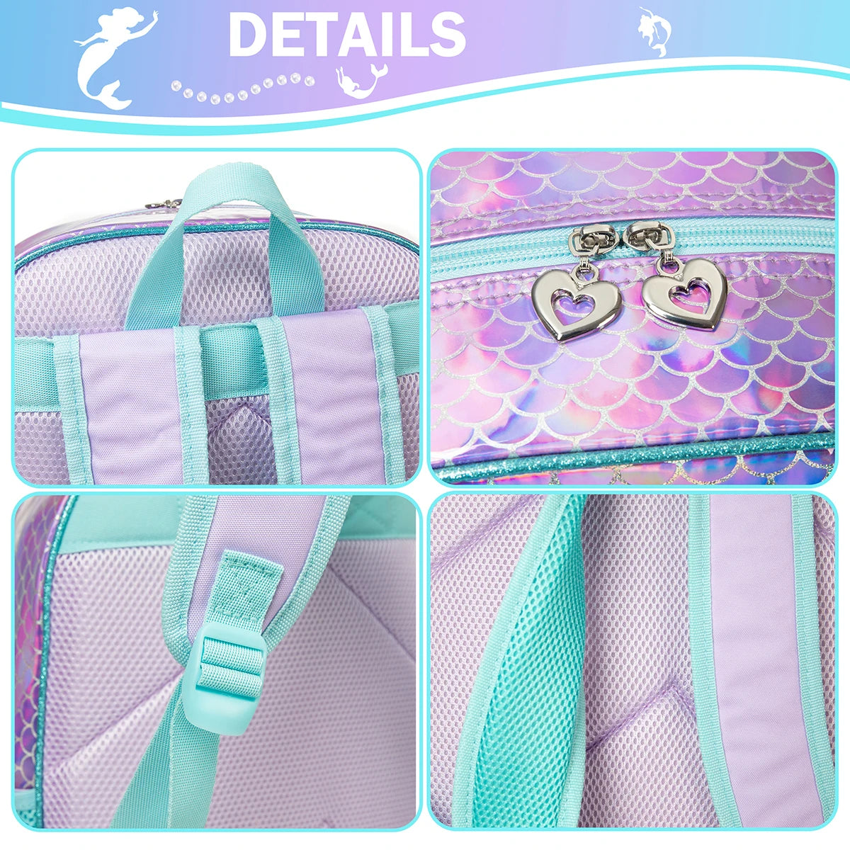 Meetbelify Mermaid Backpack for Girls Bookbag