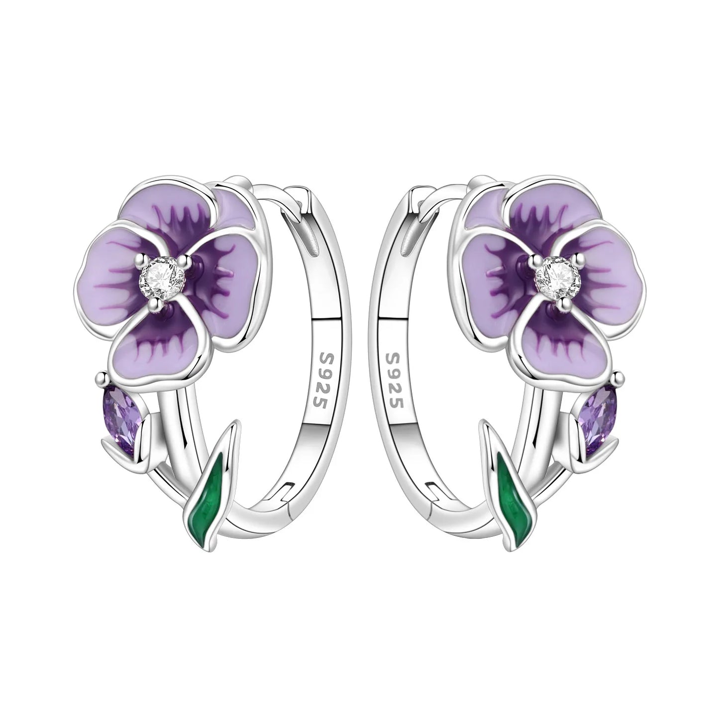 Orstarry Original 925 Sterling Silver Blue Iris Flower Earrings