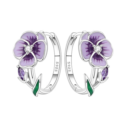 Orstarry Original 925 Sterling Silver Blue Iris Flower Earrings