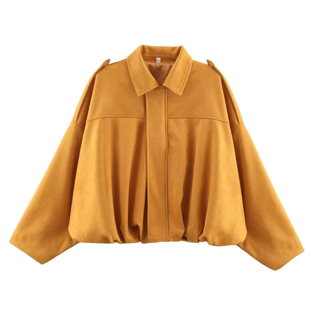 Suede Bomber Long Sleeve Zipper Oversize Solid Bomber Coat Jacket