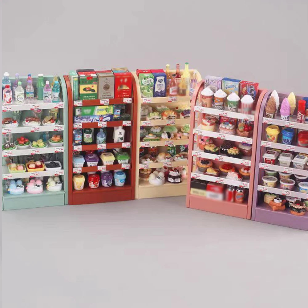 Miniature Store Display Shelf Dollhouse Furniture Mini Food Simulation Play