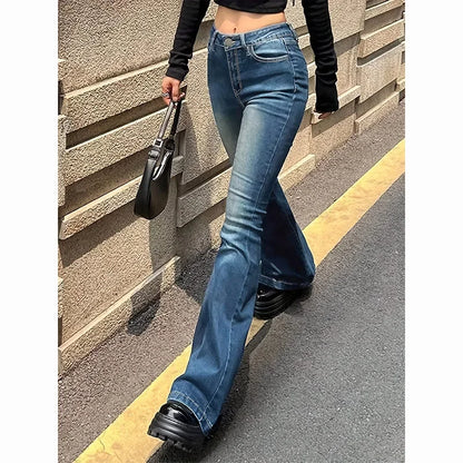 High Waist Flared Jeans Trousers