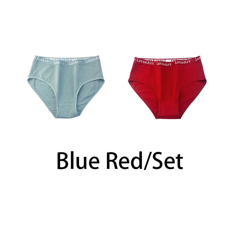 2PCS/Set Cotton Solid Panties Sexy Plus Size Lingerie