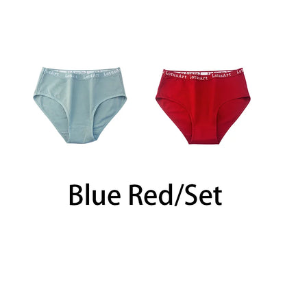 2PCS/Set Cotton Solid Panties Sexy Plus Size Lingerie