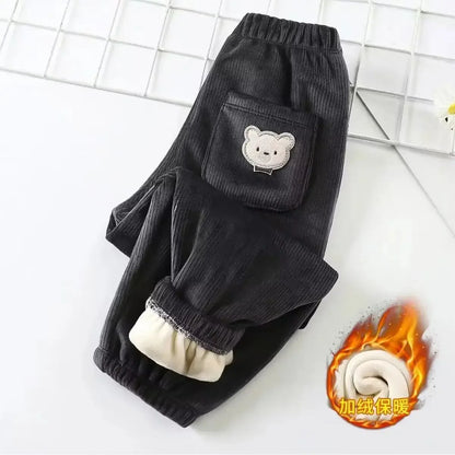 Warm Autumn Winter Thicken Cute Bear Casual Harem Pants