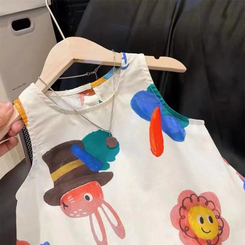 Cute Cartoon Sleeveless Dress