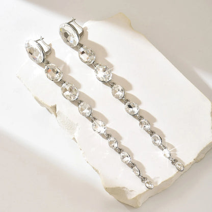 Tassel light luxury rhinestone long earrings