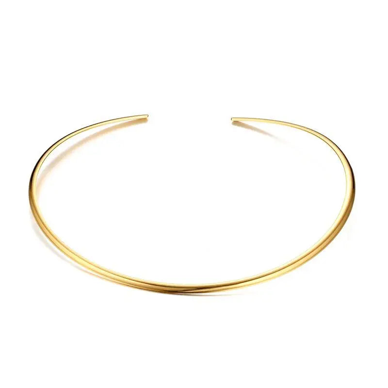 Stainless Steel Chocker Collar Open Neck Cuff Torques Minimalist Necklace