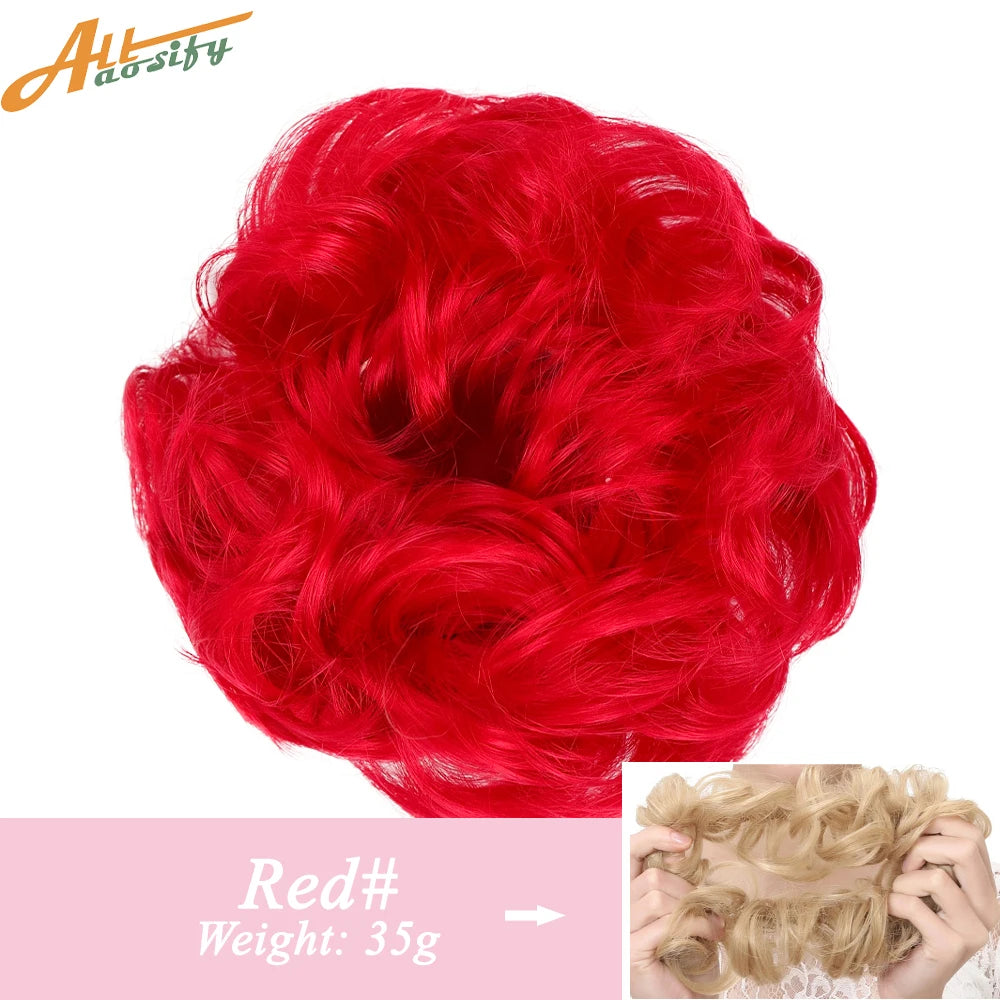 Natural Curly Messy Bun Hair Wigs