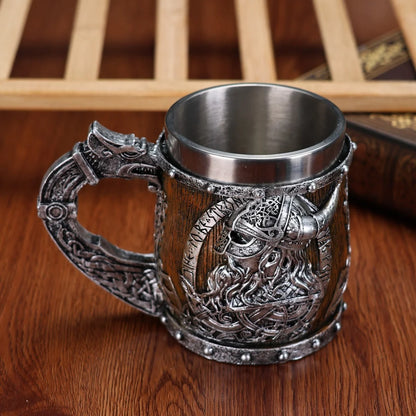 Viking Stainless Steel Nordic Barrel Dragon Boat Beer Mug