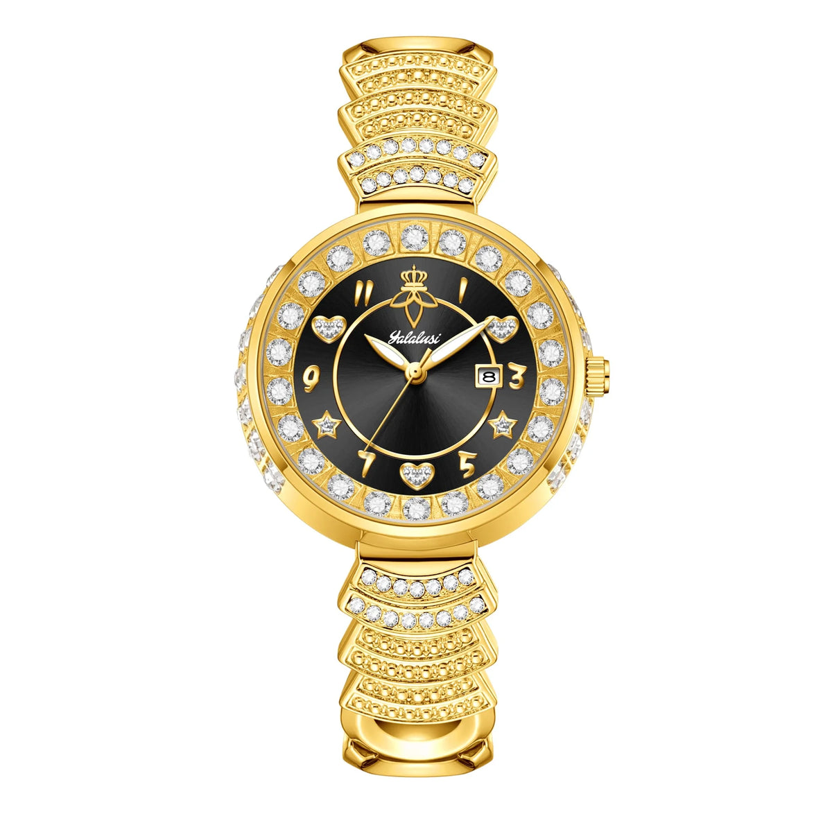 Affordable Luxury with Diamond-Set Dial Water-Resistant Quartz Watch