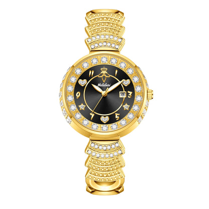 Affordable Luxury with Diamond-Set Dial Water-Resistant Quartz Watch