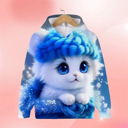 Cat Hoodie Cartoon Spring Autumn Casual Cartoon Print Sweaters