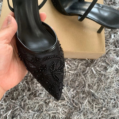 Mesh Slingback High Heels Shoes