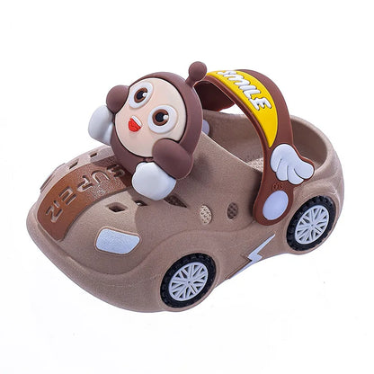 Soft Bottom Anti-Slip Slip-On Car Design Unisex Toddler Slippers