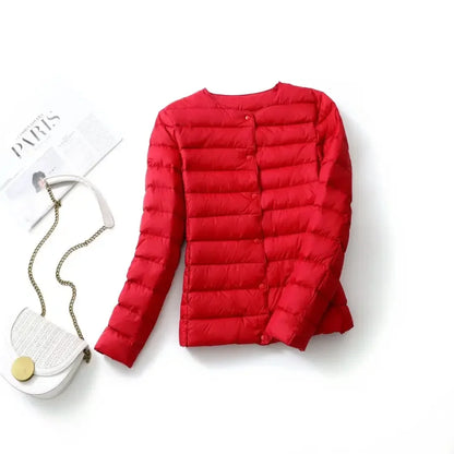 Light Down Duck Down Fall Collarless Light Quilted Puffer Coat