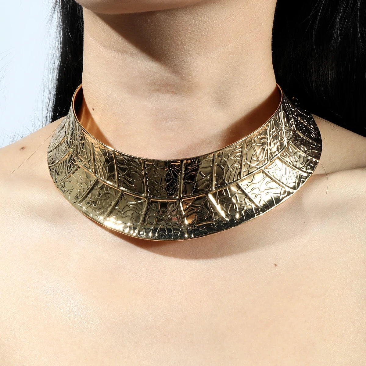 African Choker Neck Chain Collar Punk Exaggerated Gold Color Metal Necklace