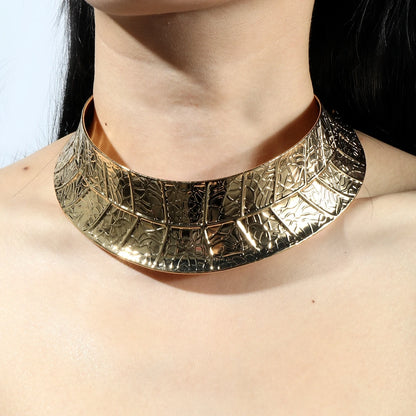 African Choker Neck Chain Collar Punk Exaggerated Gold Color Metal Necklace
