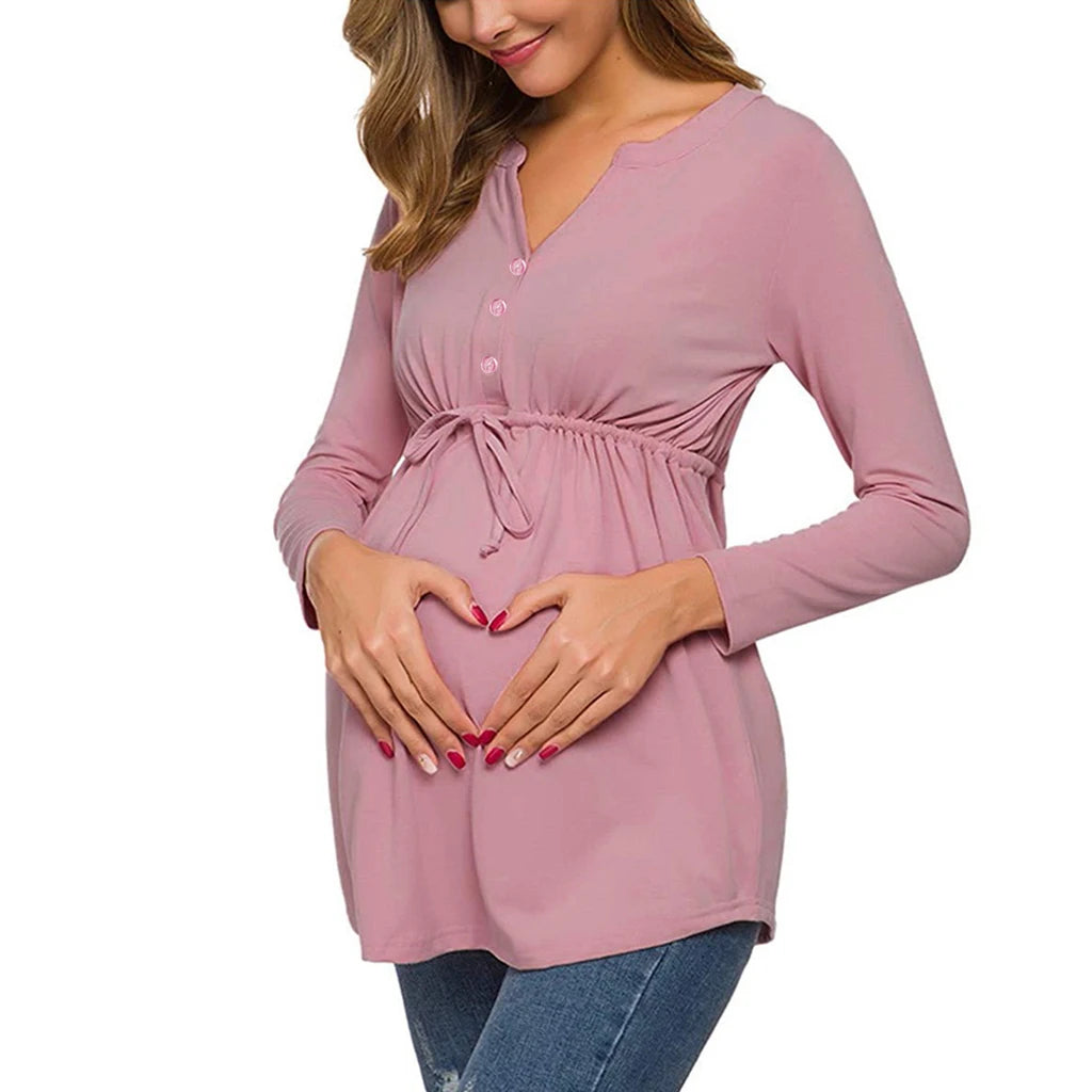 Maternity Long Sleeve T-shirt For Breastfeeding
