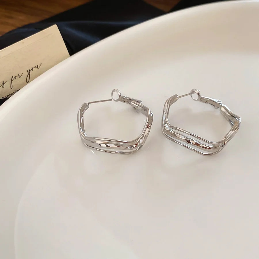 Multi-layer Twisted Metalic Hoop Earrings
