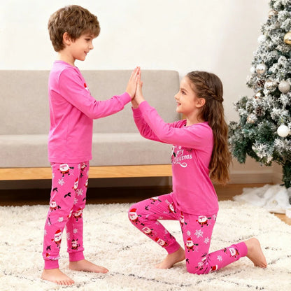 Christmas 100 Cotton Santa Clothes Soft Long Sleeve Xmas Pajamas Set
