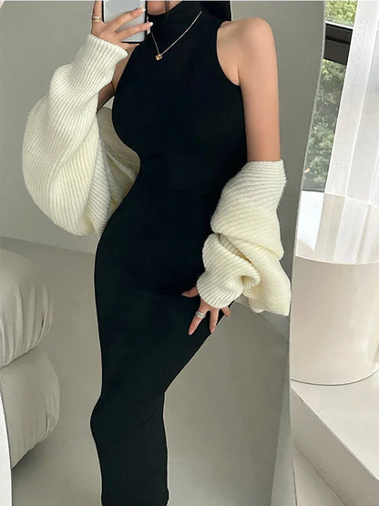 Red Skinny Sexy Midi Dress