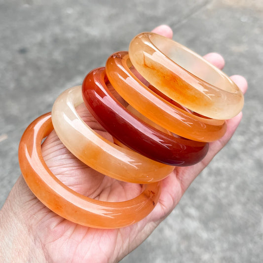 1 Piece JD Natural Yellow Dragon Jade Bangle Translucent Rings