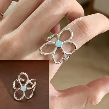 925 Sterling Silver Geometric Black Stone Rings