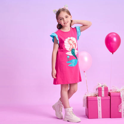Summer Cartoon Toddler Mermaid Sequin Princess Dress