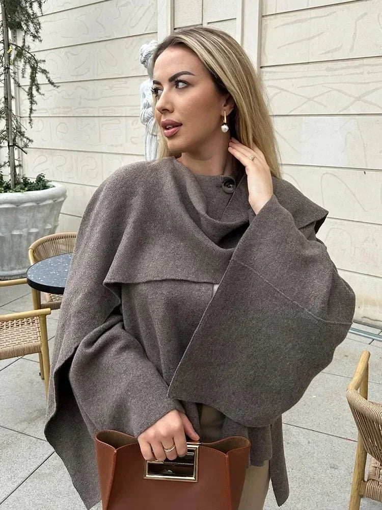 Casual Commuter Loose Oversize Elegant Split Chic Scarf Jacket
