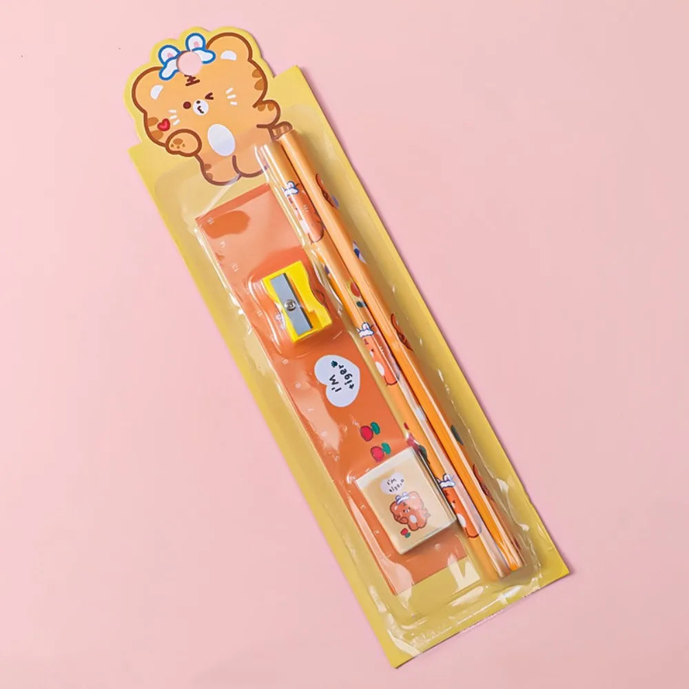 5pcs/Set Cute Cartoon Pencil Stationery Set
