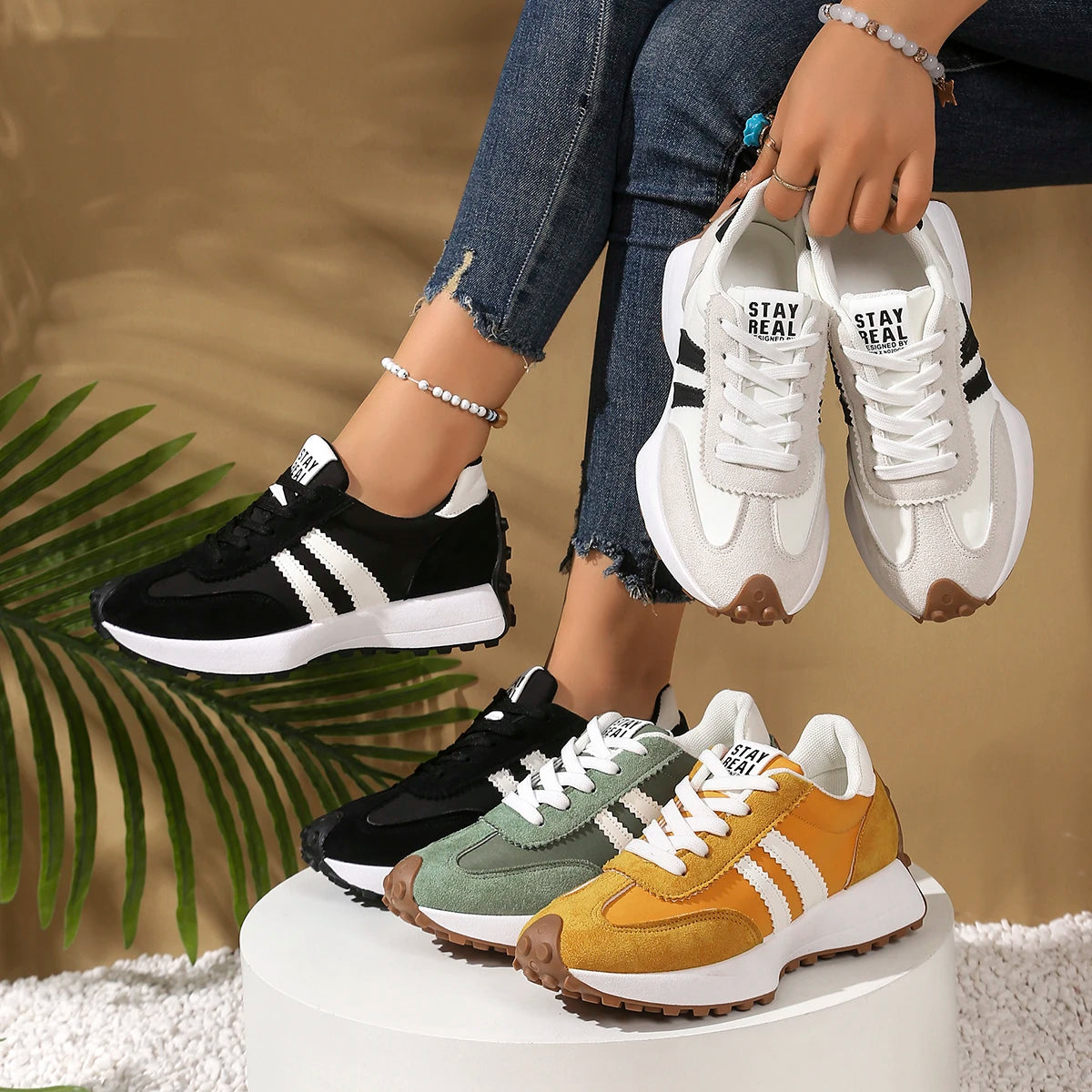 Elegant Lace Up Casual Sports Shoes