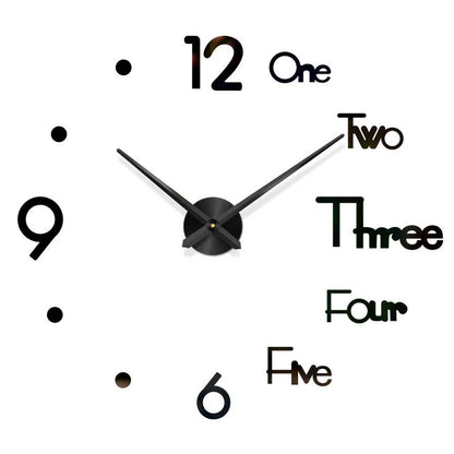 Large Wall Clock 3D DIY Quartz Acrylic Mirror Stickers Clocks