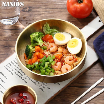 Stainless Steel Double Layer Cold Noodle Salad Bowl Fruit Bowl