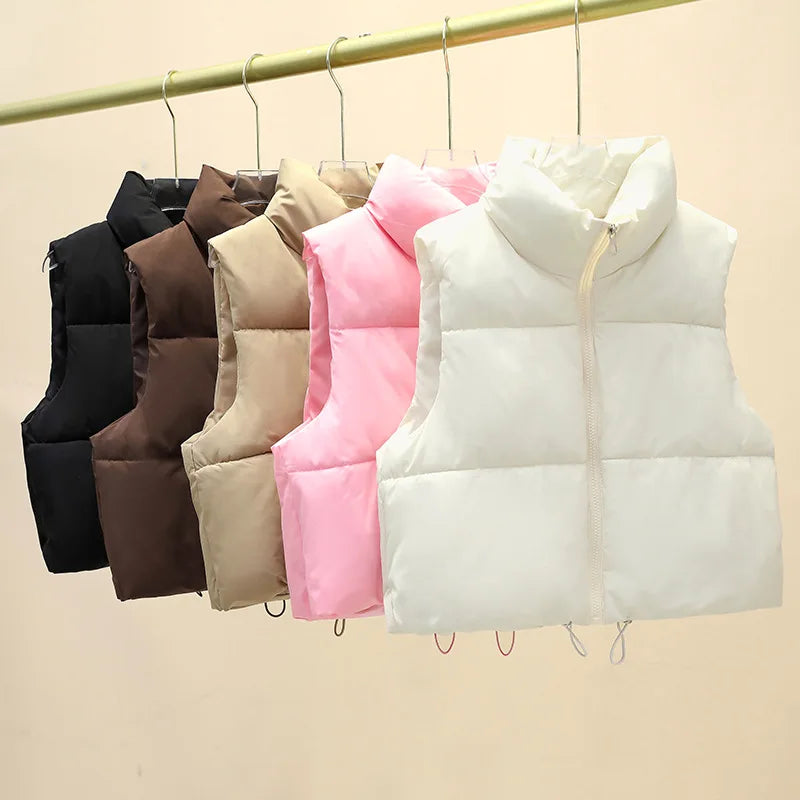 Short Down Sleeveless Vest Stand Collar Zipper Jacket
