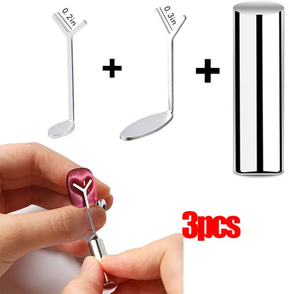3pcs Pink Cat Eye Gel Nail Polish & Magnet Tools Set