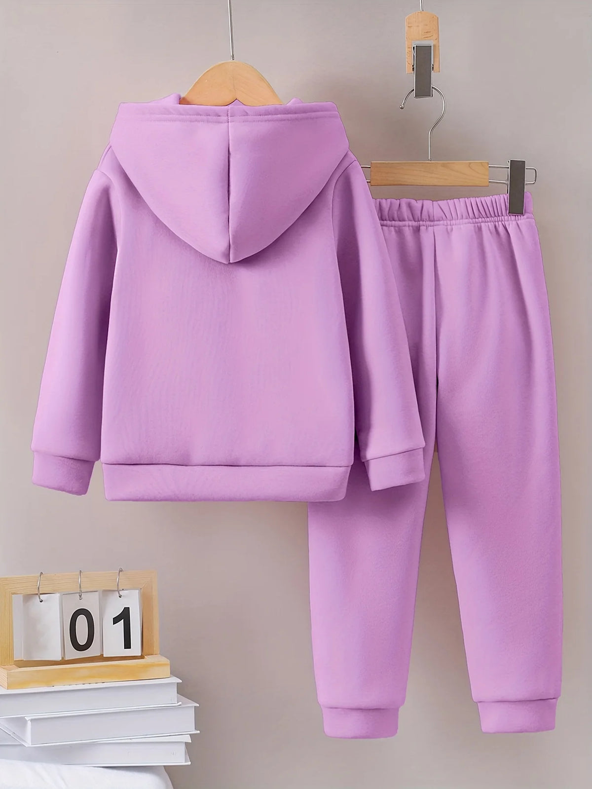 Fall/Winter casual comfort warm print warm lining hoodie sweatpants set