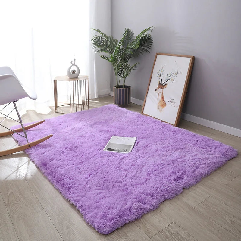 Silk Hair Tie-Dye Carpet Plush Soft Floor Mat Decoration