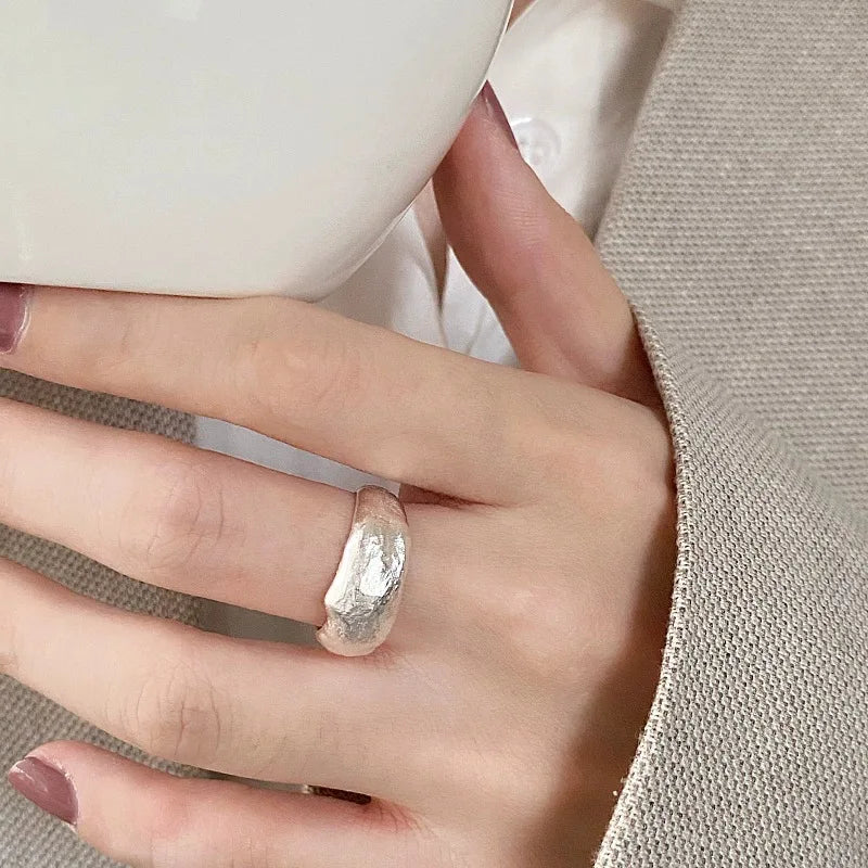 925 Sterling Silver Geometry Irregular Sanding Rings