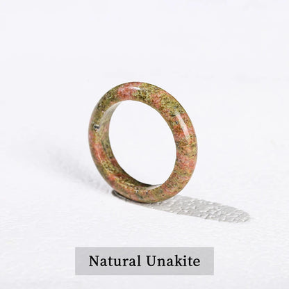1 Pc Natural Stone Jade Crystal Agate Obsidian Fengshui Lucky Rings