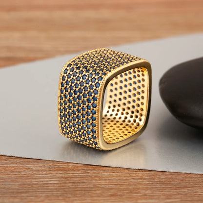 Square Shape Crystal Unisex Copper Zircon Rings