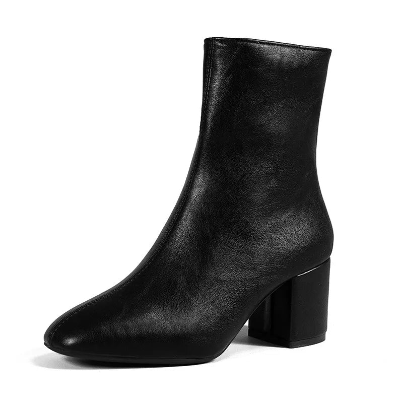 Ankle Side Zipper High Quality Leather Boots