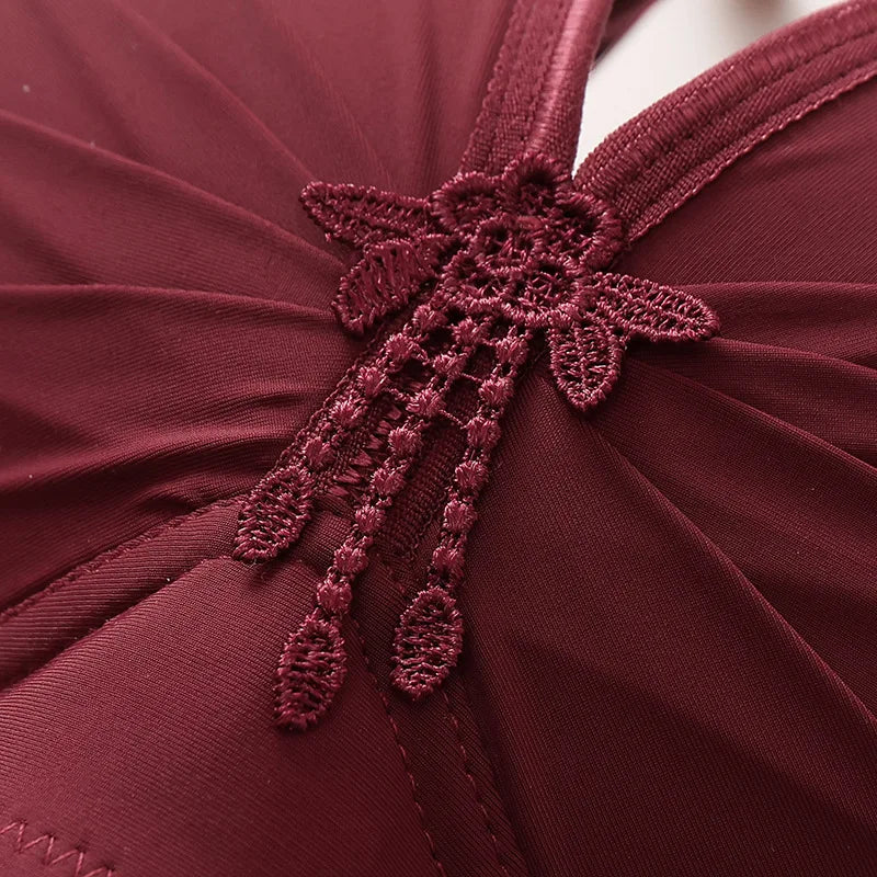 Plus-size Brassiere Wire-free Middle-aged Underwear Three-row Hook Large Cup Bra