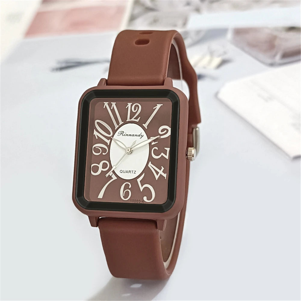 Minimalist Sports Square Figures Quartz Grey silicone tape Wristwatches