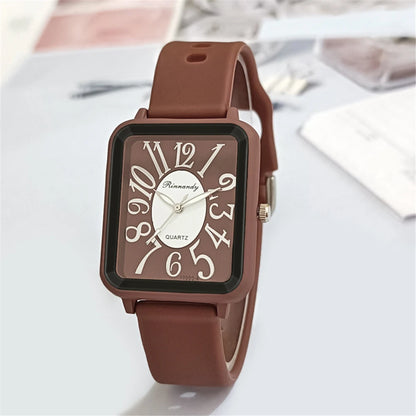 Minimalist Sports Square Figures Quartz Grey silicone tape Wristwatches